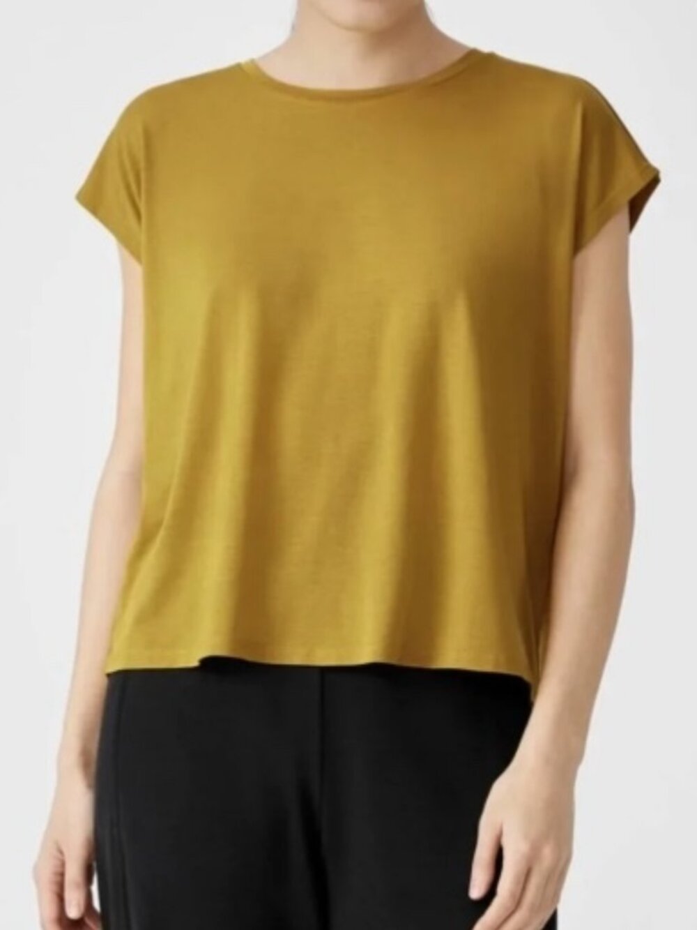 Eileen Fisher Mustard Seed Crewneck Boxy T-Shirt Size XL